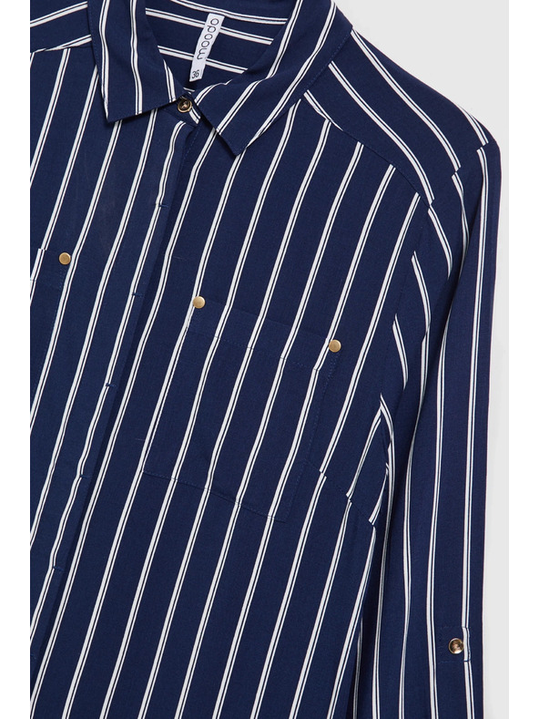 Moodo Sötétkék csíkos ing zsebekkel Moodo