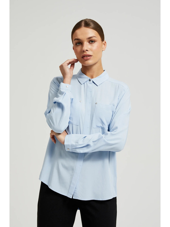 Moodo Viszkóz ing zsebekkel világoskék Moodo