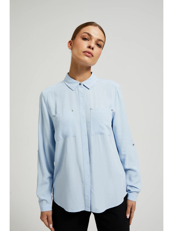 Moodo Viszkóz ing zsebekkel világoskék Moodo