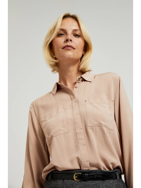 Moodo Viszkóz ing zsebekkel bézs Moodo