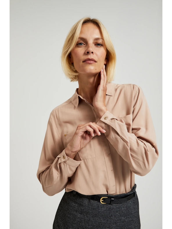 Moodo Viszkóz ing zsebekkel bézs Moodo