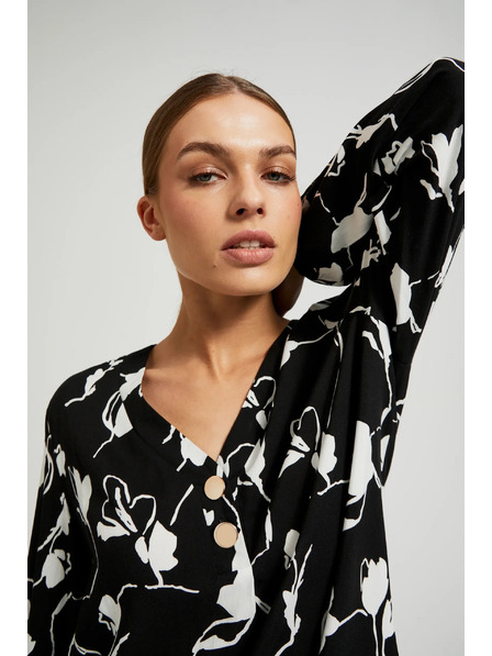 Moodo Fekete ing virágmintával Moodo