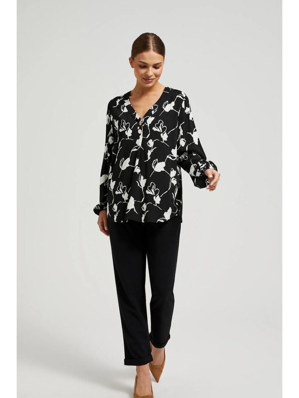 Moodo Fekete ing virágmintával Moodo