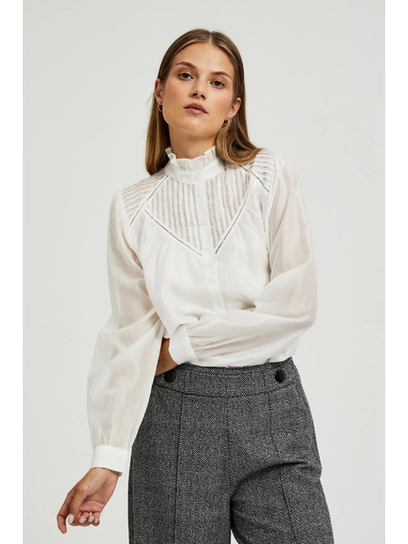 Moodo Pamut blúz fodrokkal fehér Moodo