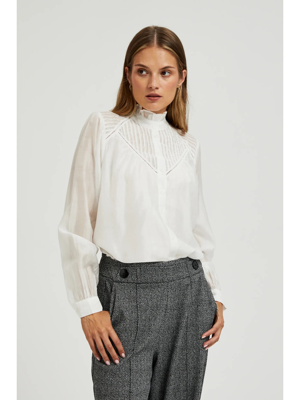 Moodo Pamut blúz fodrokkal fehér Moodo
