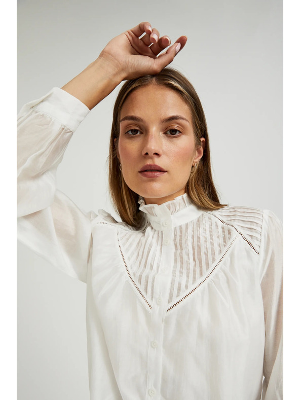 Moodo Pamut blúz fodrokkal fehér Moodo