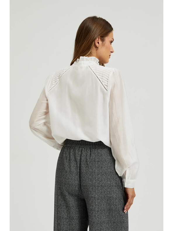 Moodo Pamut blúz fodrokkal fehér Moodo