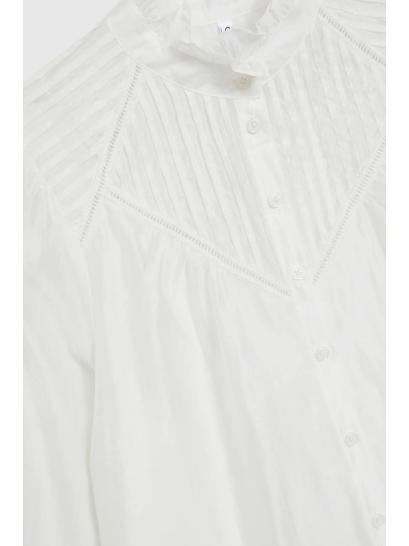 Moodo Pamut blúz fodrokkal fehér Moodo