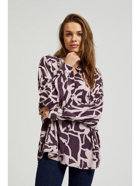 Moodo Virágmintás viszkóz ing lila Moodo