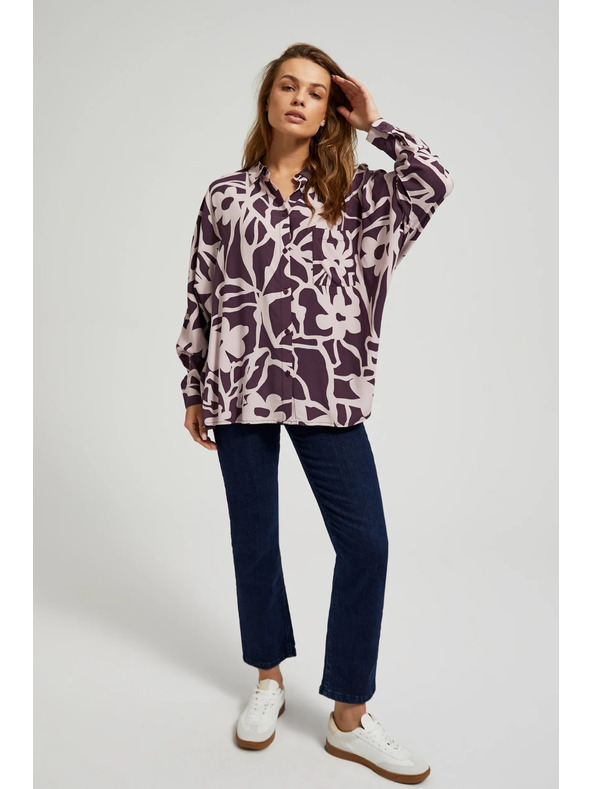 Moodo Virágmintás viszkóz ing lila Moodo