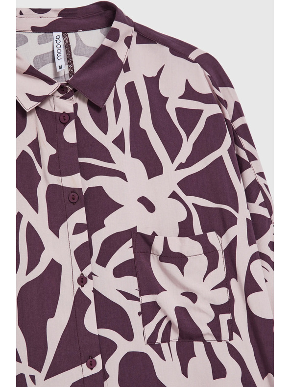 Moodo Virágmintás viszkóz ing lila Moodo