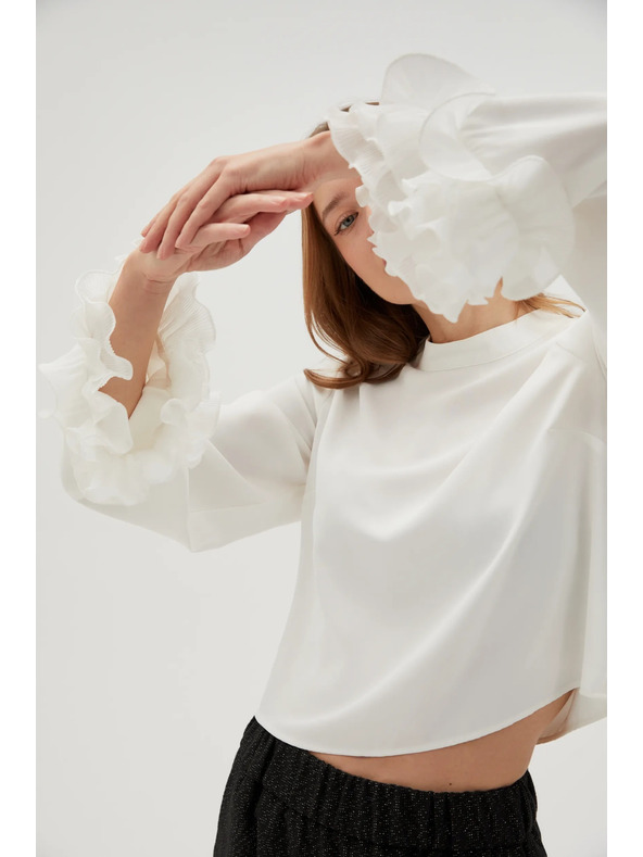 Moodo Fehér ing fodros ujjakkal Moodo