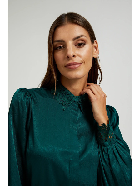 Moodo Zöld ing csipkés mandzsettával és gallérral Moodo