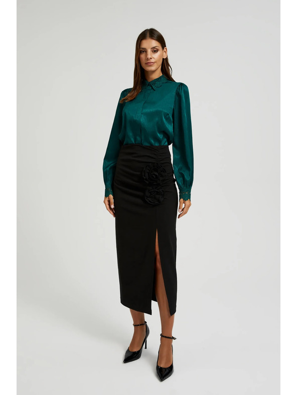 Moodo Zöld ing csipkés mandzsettával és gallérral Moodo