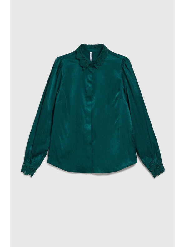 Moodo Zöld ing csipkés mandzsettával és gallérral Moodo