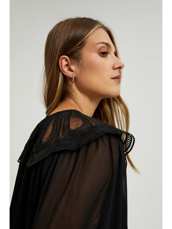 Moodo Fekete ing díszes nyakkivágással Moodo