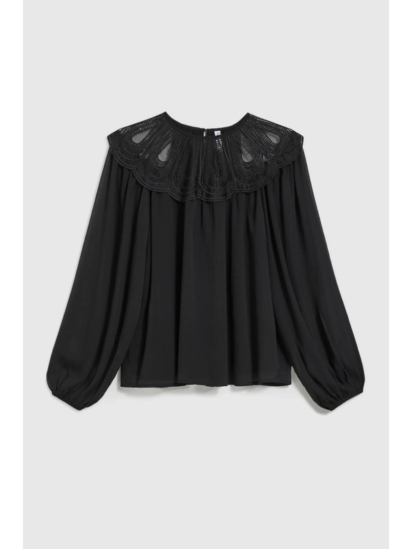 Moodo Fekete ing díszes nyakkivágással Moodo