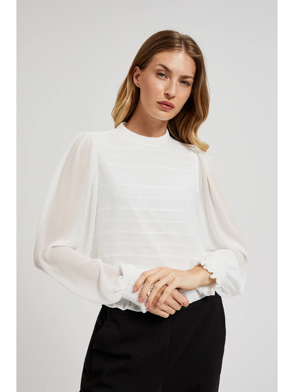 Moodo Elegáns fehér ing ráncolt ujjakkal Moodo