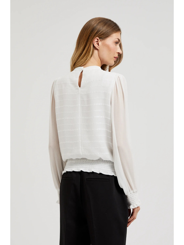 Moodo Elegáns fehér ing ráncolt ujjakkal Moodo