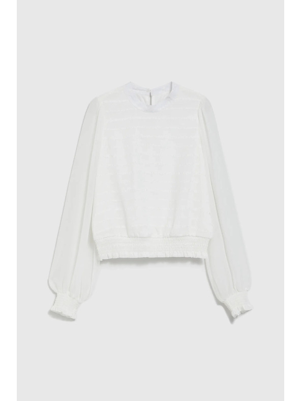 Moodo Elegáns fehér ing ráncolt ujjakkal Moodo