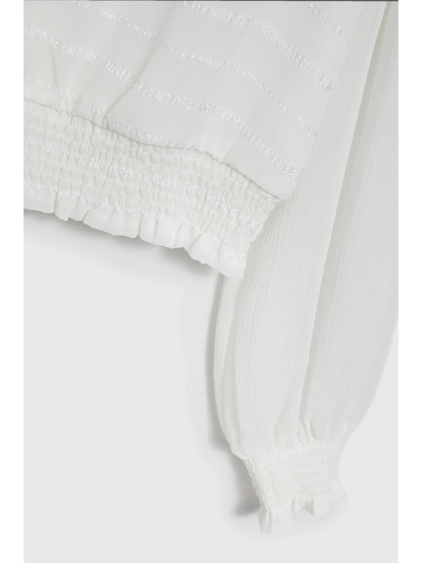 Moodo Elegáns fehér ing ráncolt ujjakkal Moodo