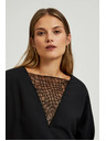 Moodo Fekete blúz kézzel varrt gyöngyökkel a nyakkivágásnál Moodo