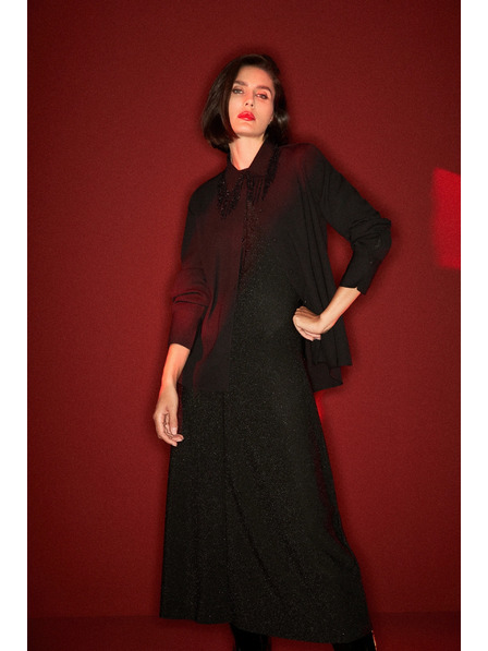 Moodo Fekete blúz kézzel varrt gyöngyökkel Moodo