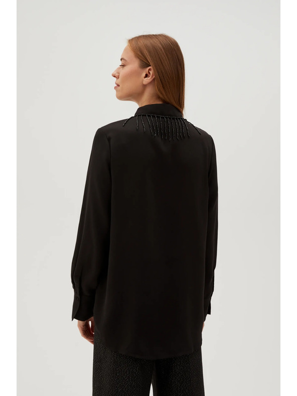 Moodo Fekete blúz kézzel varrt gyöngyökkel Moodo