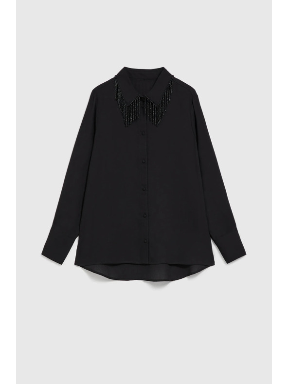 Moodo Fekete blúz kézzel varrt gyöngyökkel Moodo