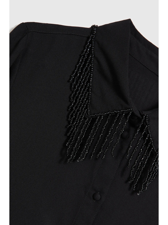 Moodo Fekete blúz kézzel varrt gyöngyökkel Moodo