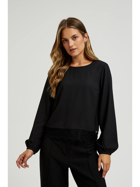 Moodo Fekete csipkés ing habos ujjakkal Moodo