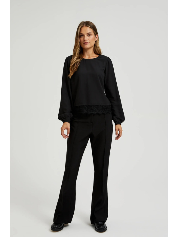 Moodo Fekete csipkés ing habos ujjakkal Moodo