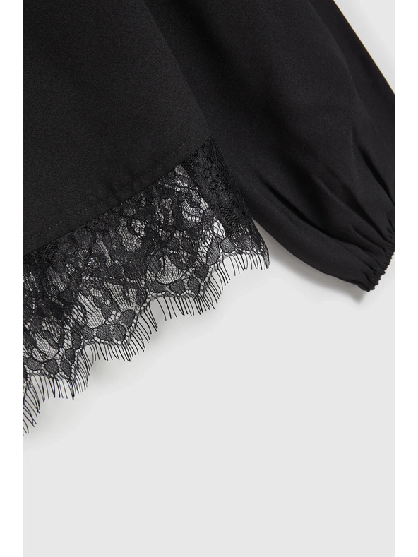 Moodo Fekete csipkés ing habos ujjakkal Moodo