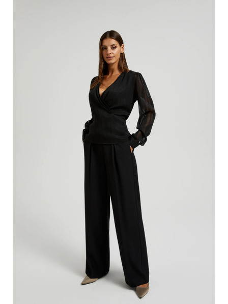 Moodo Elegáns fekete V-nyakú ing Moodo