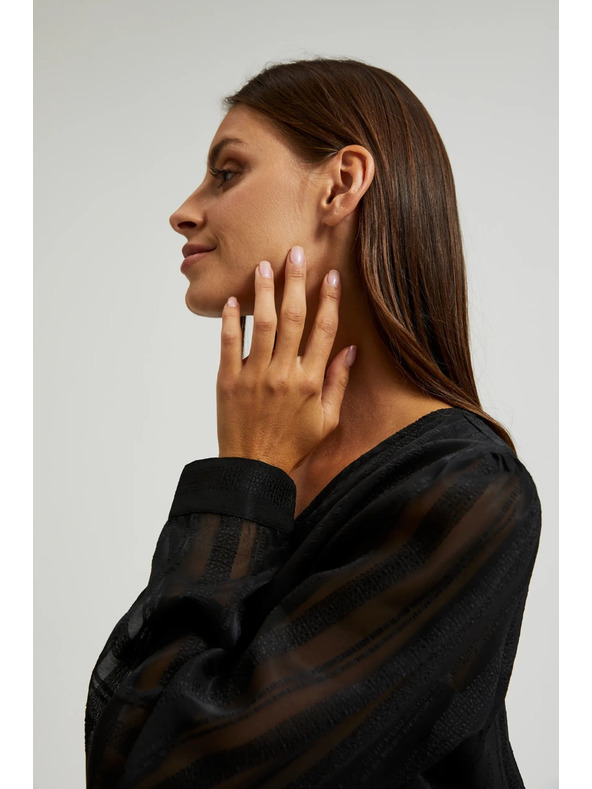 Moodo Elegáns fekete V-nyakú ing Moodo