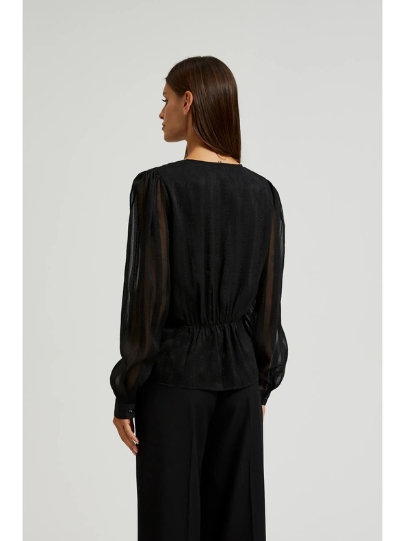 Moodo Elegáns fekete V-nyakú ing Moodo