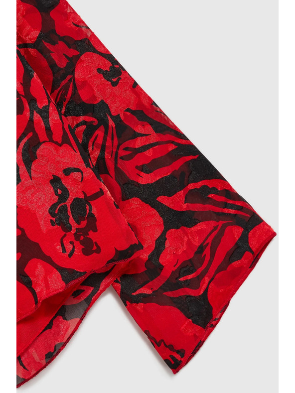 Moodo Fekete ing virágmintával és széles ujjakkal Moodo