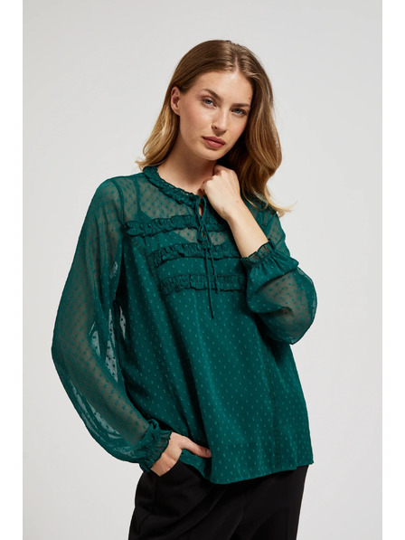 Moodo Zöld ing fodrokkal és nyakkivágásnál megkötővel Moodo