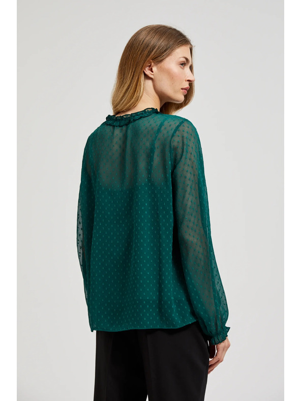 Moodo Zöld ing fodrokkal és nyakkivágásnál megkötővel Moodo