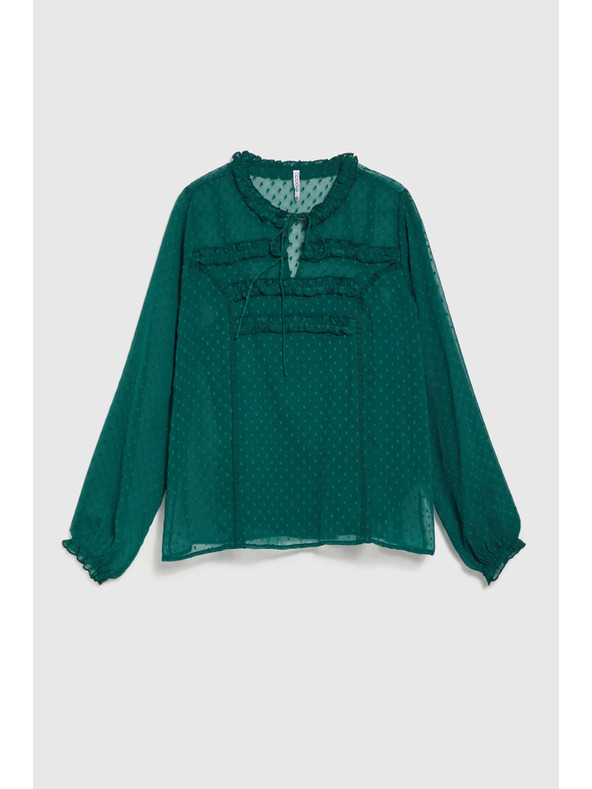 Moodo Zöld ing fodrokkal és nyakkivágásnál megkötővel Moodo