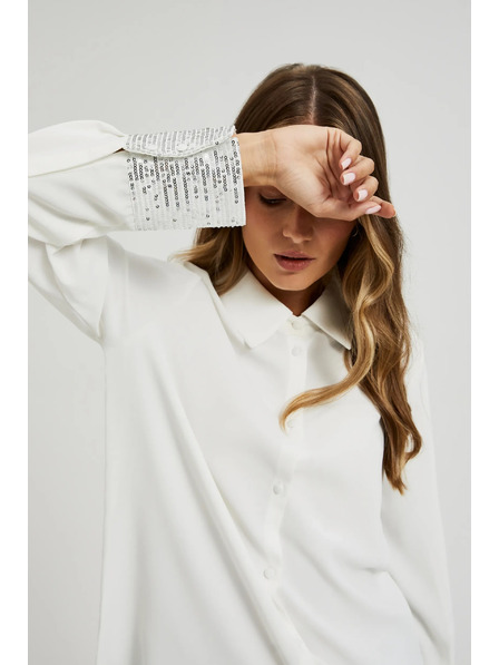 Moodo Fehér ing flitteres mandzsettával Moodo
