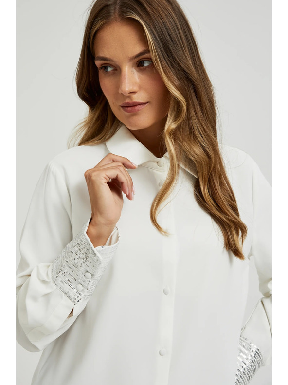 Moodo Fehér ing flitteres mandzsettával Moodo