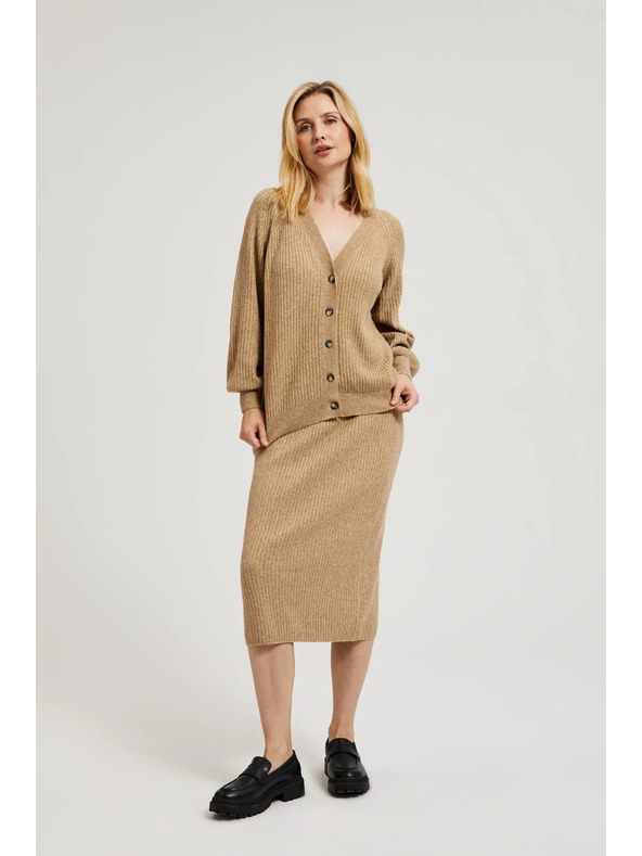 Moodo Kötött midi szoknya bézs Moodo