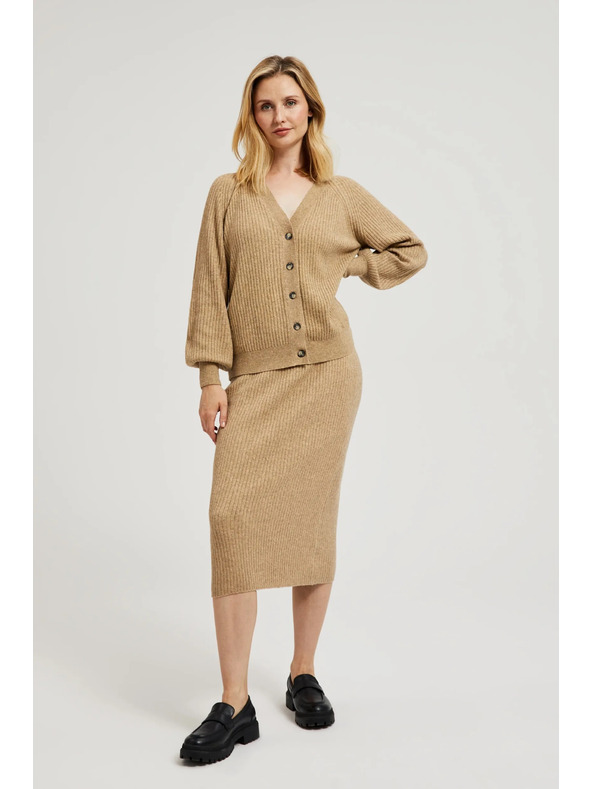 Moodo Kötött midi szoknya bézs Moodo