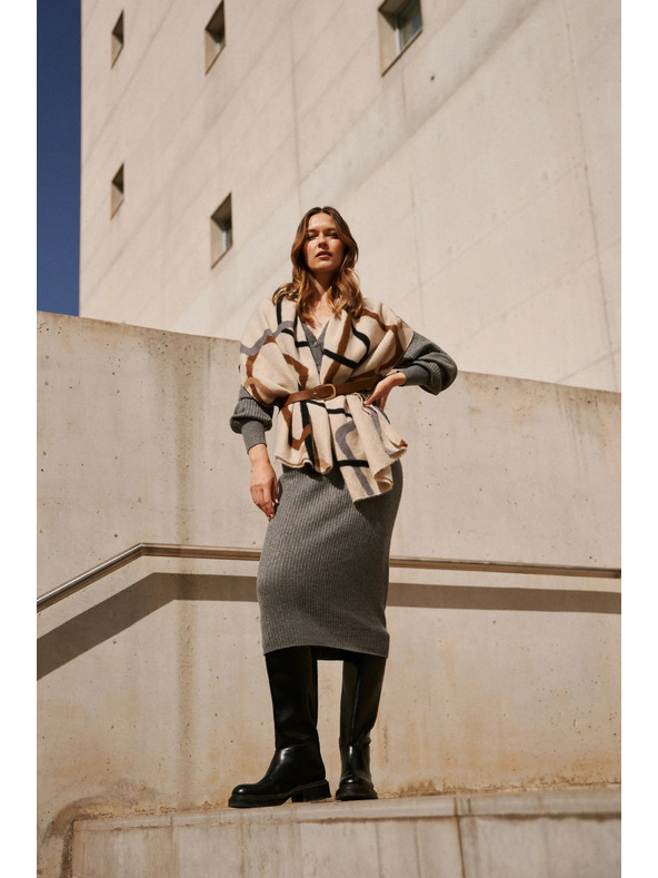 Moodo Kötött midi szoknya szürke Moodo