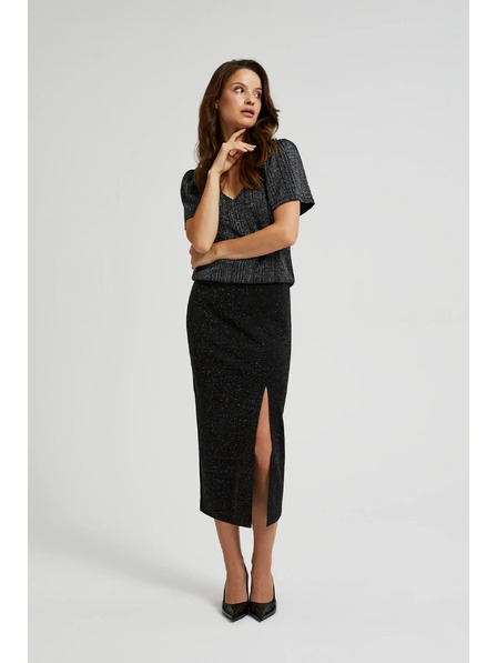 Moodo Midi szoknya hasítékkal fekete Moodo