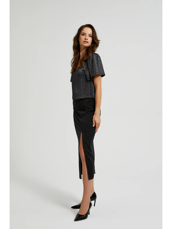 Moodo Midi szoknya hasítékkal fekete Moodo