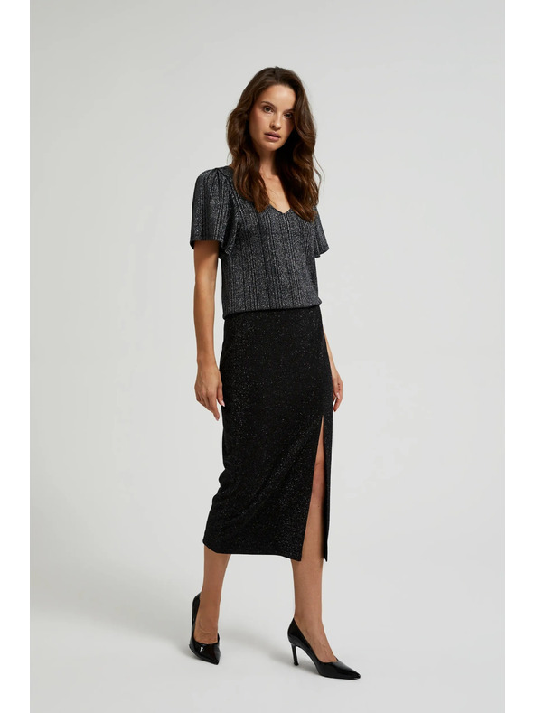 Moodo Midi szoknya hasítékkal fekete Moodo