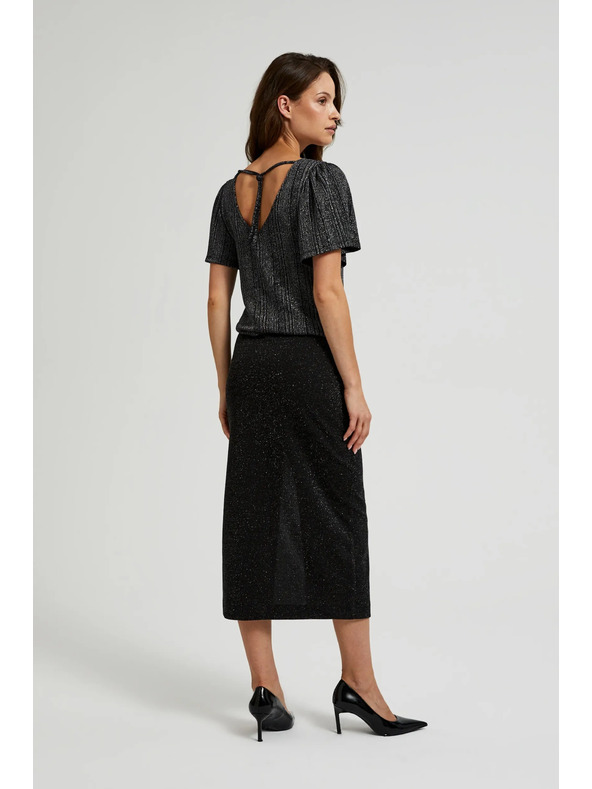 Moodo Midi szoknya hasítékkal fekete Moodo