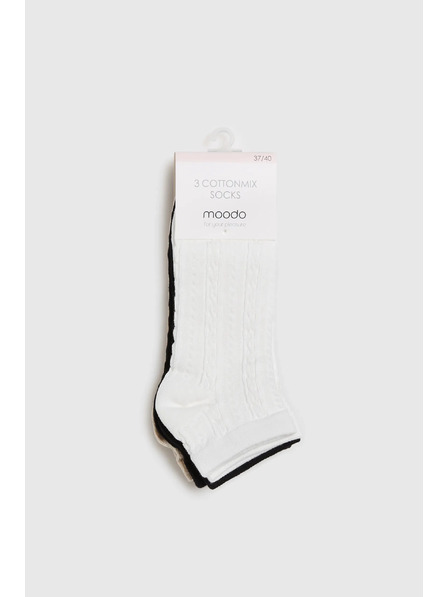 Moodo 3 darabos zokni fekete-fehér-bézs Moodo